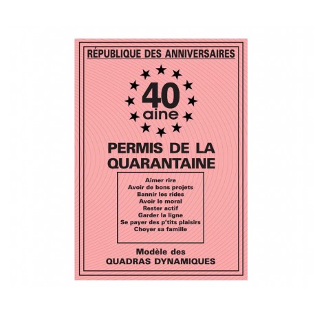 Permis humoristique la 40aine