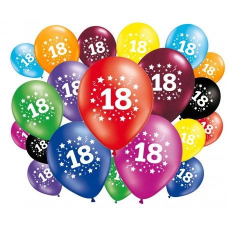 Lot de 20 ballons anniversaire 18 ans