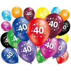 Lot de 20 ballons anniversaire 40 ans