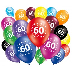 Lot de 20 ballons anniversaire 60 ans