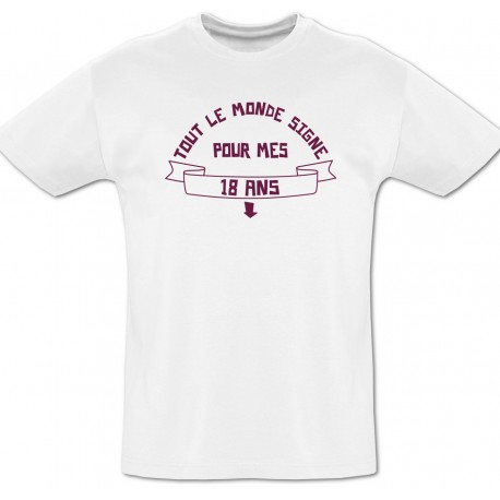 Tee shirt 18 ans d dicacer Feutre textile Lodafon